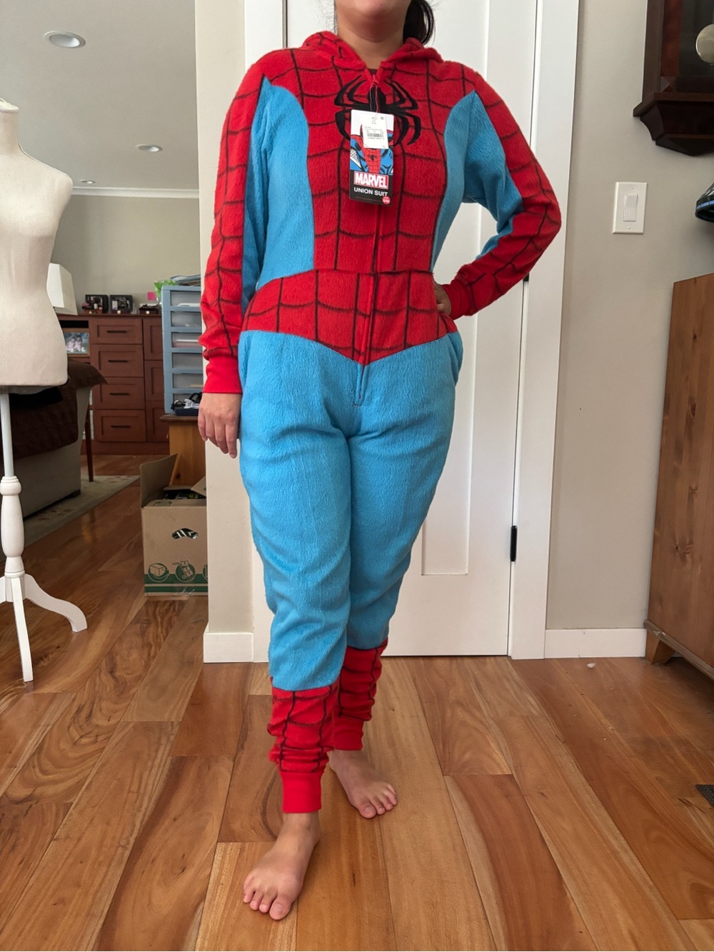 Marvel Red and Blue Spider-Man Plush Onesie Pajamas